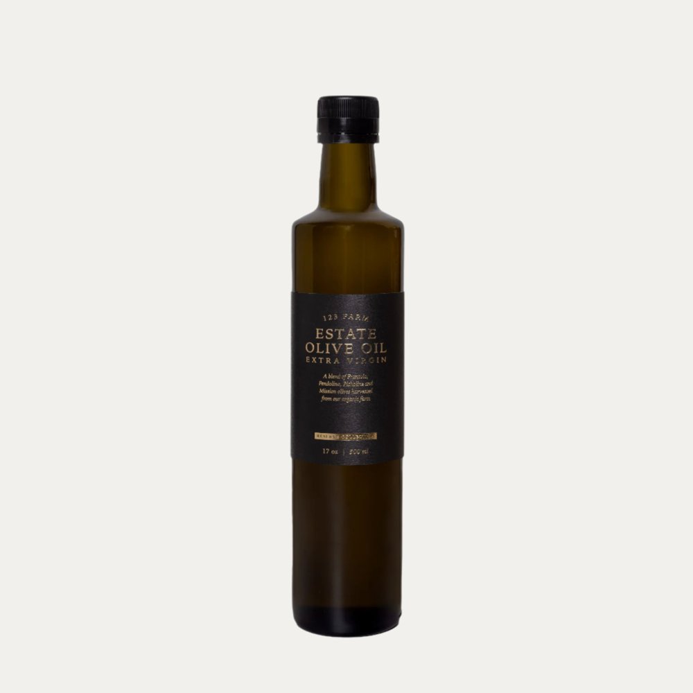 Bottle of 123 Farm Estate Olive Oil